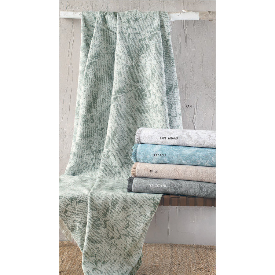 Ριχτάρι για Πολυθρόνα (160x180) Ζακάρ Βαμβακερό Rythmos Peony Γκρι Απαλό