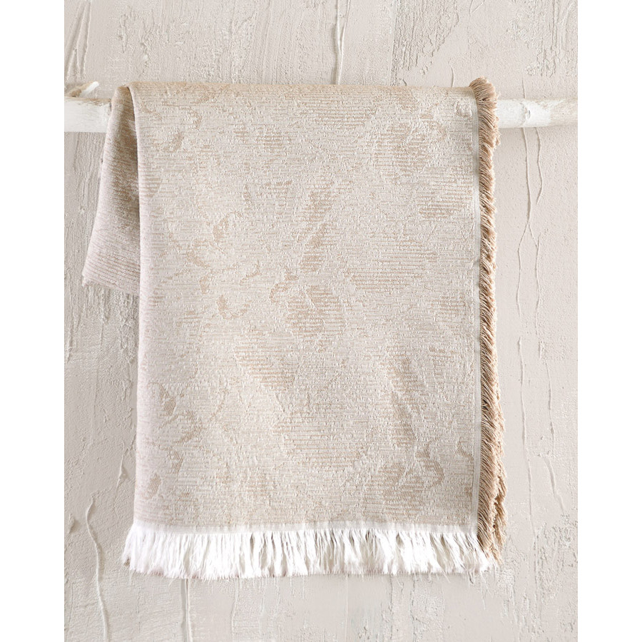 Ριχτάρι για Τετραθέσιο Καναπέ (180x330) Ζακάρ Βαμβακερό Rythmos Peony Μπεζ