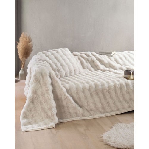 Ριχτάρι για Τριθέσιο Καναπέ (180x280) Γούνινο Αντιολισθητικό Rythmos Rabbit μπεζ