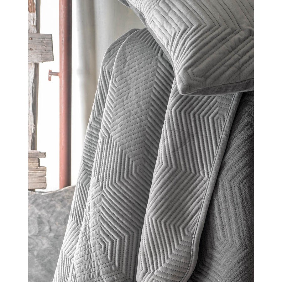 Ριχτάρι για Τριθέσιο (180x280) Ζακάρ Βελουτέ με Φλις, αντιολισθητικό Rythmos Selma Γκρι