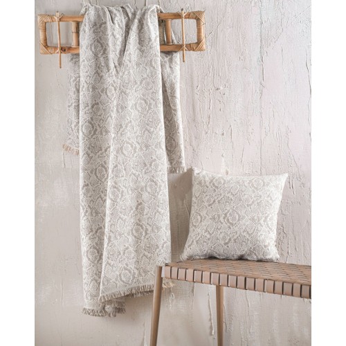 Ριχτάρι για Τριθέσιο Καναπέ (180x280) Ζακάρ Σενίλ Rythmos Snake Εκρού