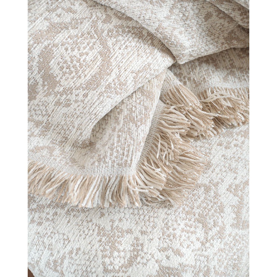 Ριχτάρι για Τριθέσιο Καναπέ (180x280) Ζακάρ Σενίλ Rythmos Snake Εκρού