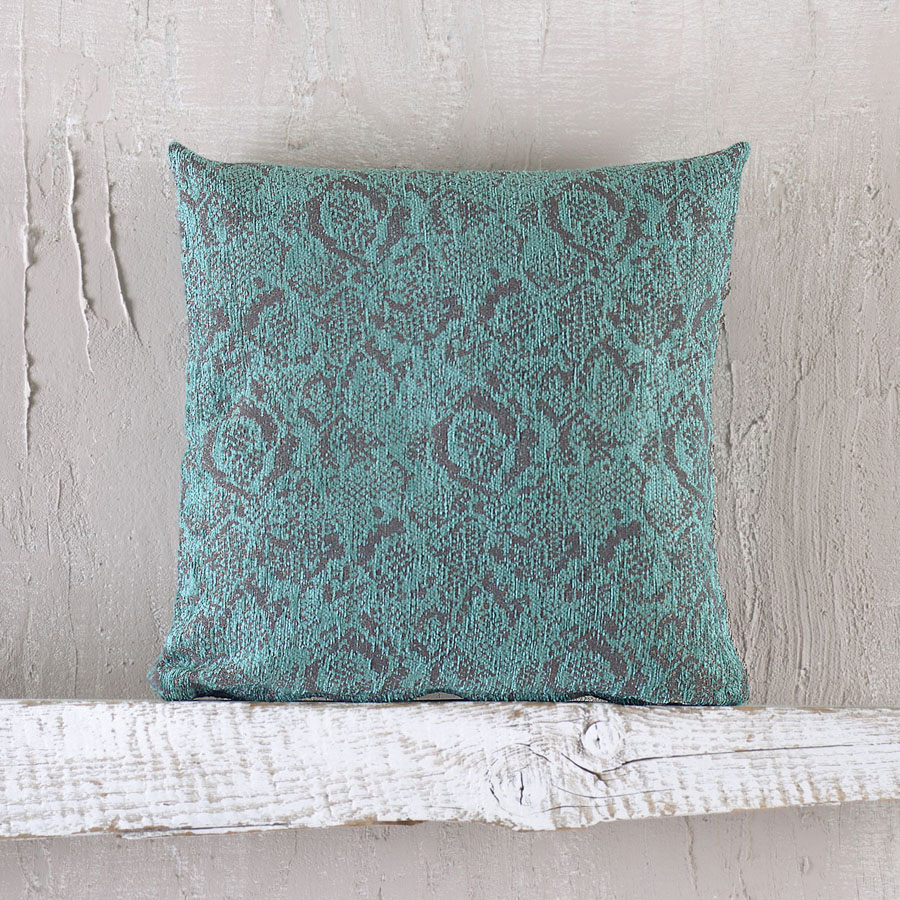 Διακοσμητική Μαξιλαροθήκη Φιγούρας (40x40) Σενίλ Rythmos Snake Πετρόλ