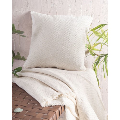 Ριχτάρι για Τριθέσιο Καναπέ (180x280) Σενίλ Μονόχρωμο Ψαροκόκκαλο Rythmos Yard Εκρού