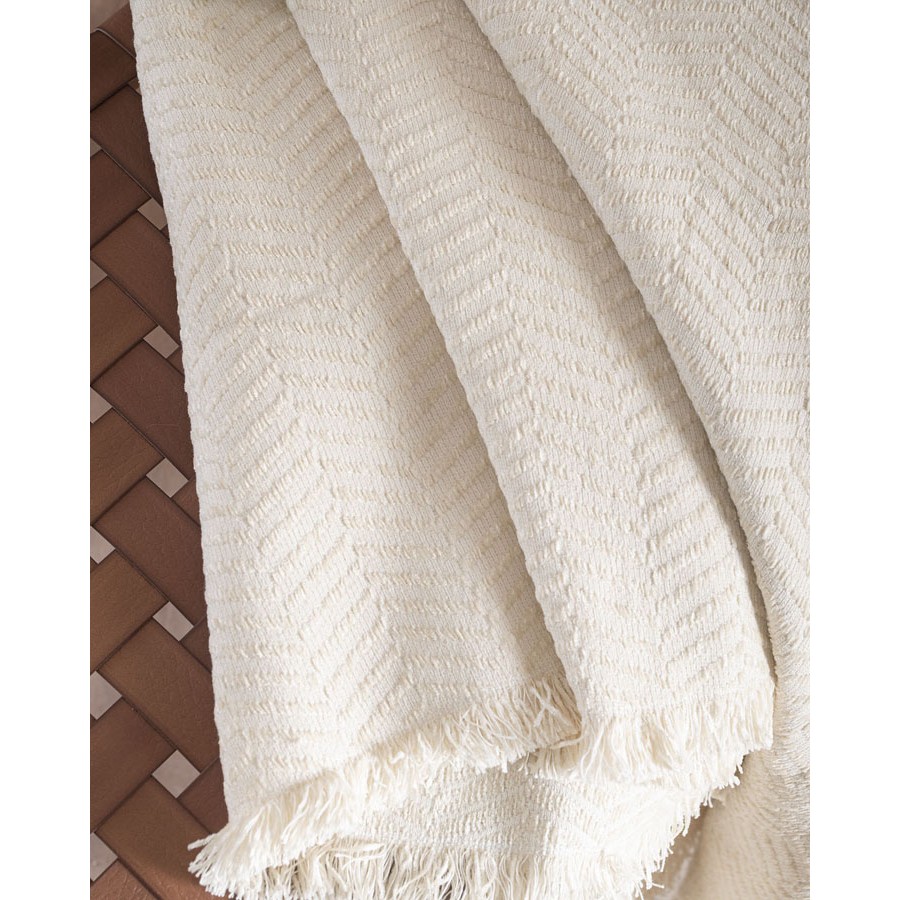 Ριχτάρι για Διθέσιο Καναπέ (180x240) Σενίλ Μονόχρωμο Ψαροκόκκαλο Rythmos Yard Εκρού