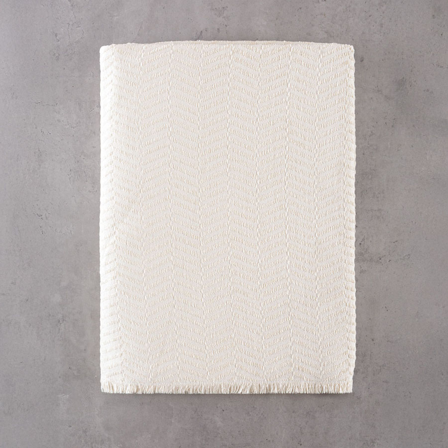 Ριχτάρι για Διθέσιο Καναπέ (180x240) Σενίλ Μονόχρωμο Ψαροκόκκαλο Rythmos Yard Εκρού