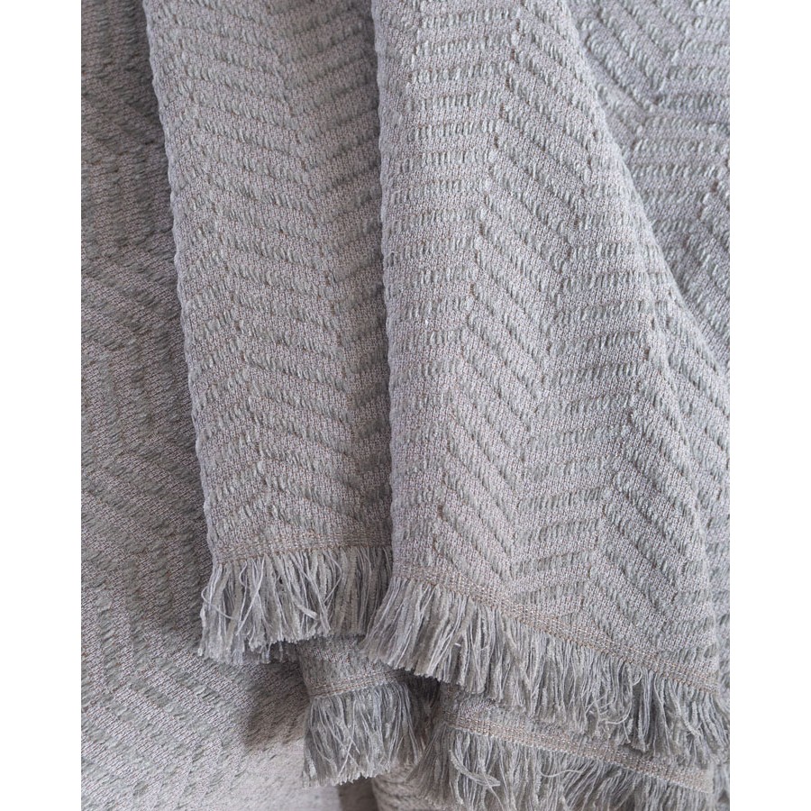 Ριχτάρι για Διθέσιο Καναπέ (180x240) Σενίλ Μονόχρωμο Ψαροκόκκαλο Rythmos Yard Γκρι