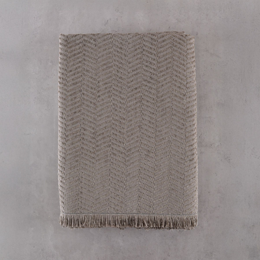 Ριχτάρι για Τριθέσιο Καναπέ (180x280) Σενίλ Μονόχρωμο Ψαροκόκκαλο Rythmos Yard Καφέ