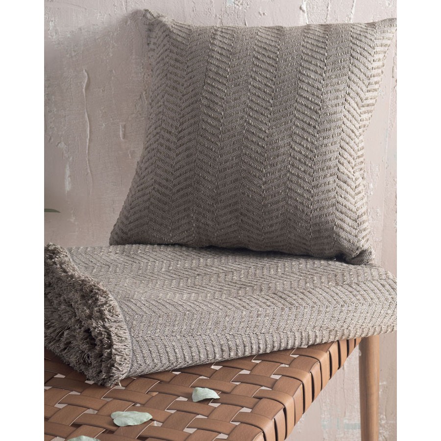 Ριχτάρι για Τριθέσιο Καναπέ (180x280) Σενίλ Μονόχρωμο Ψαροκόκκαλο Rythmos Yard Καφέ