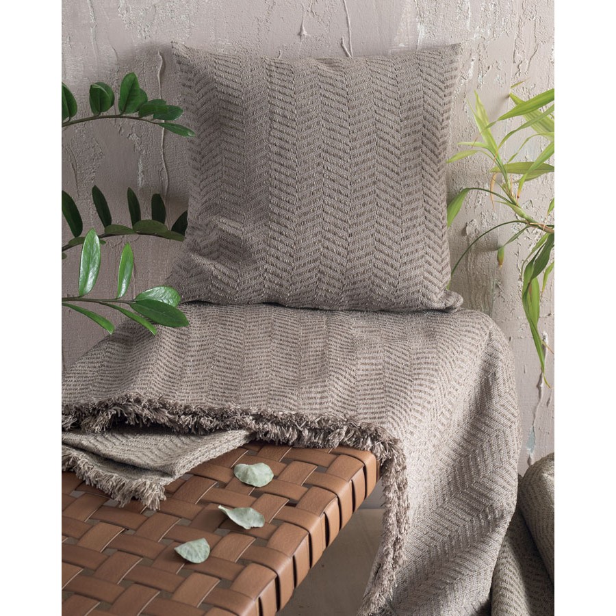 Ριχτάρι για Τριθέσιο Καναπέ (180x280) Σενίλ Μονόχρωμο Ψαροκόκκαλο Rythmos Yard Καφέ