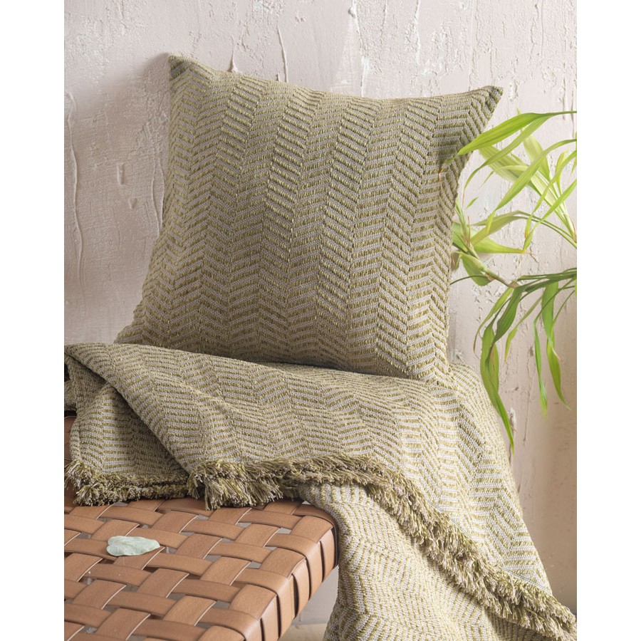 Ριχτάρι για Τριθέσιο Καναπέ (180x280) Σενίλ Μονόχρωμο Ψαροκόκκαλο Rythmos Yard Λαδί