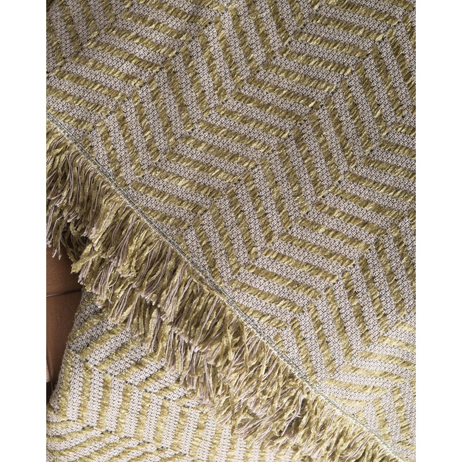 Ριχτάρι για Τριθέσιο Καναπέ (180x280) Σενίλ Μονόχρωμο Ψαροκόκκαλο Rythmos Yard Λαδί