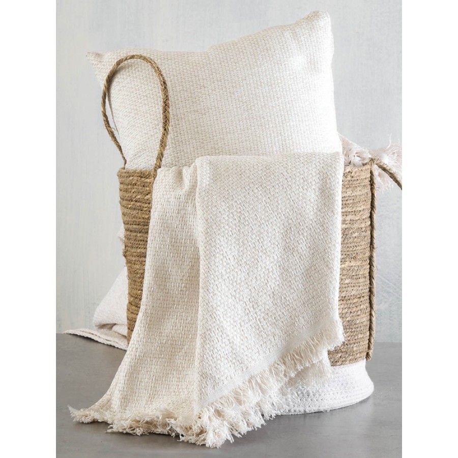 Ριχτάρι για Πολυθρόνα (160x180) Ζακάρ Σενίλ Διπλής Όψης Rythmos Rowen Εκρού