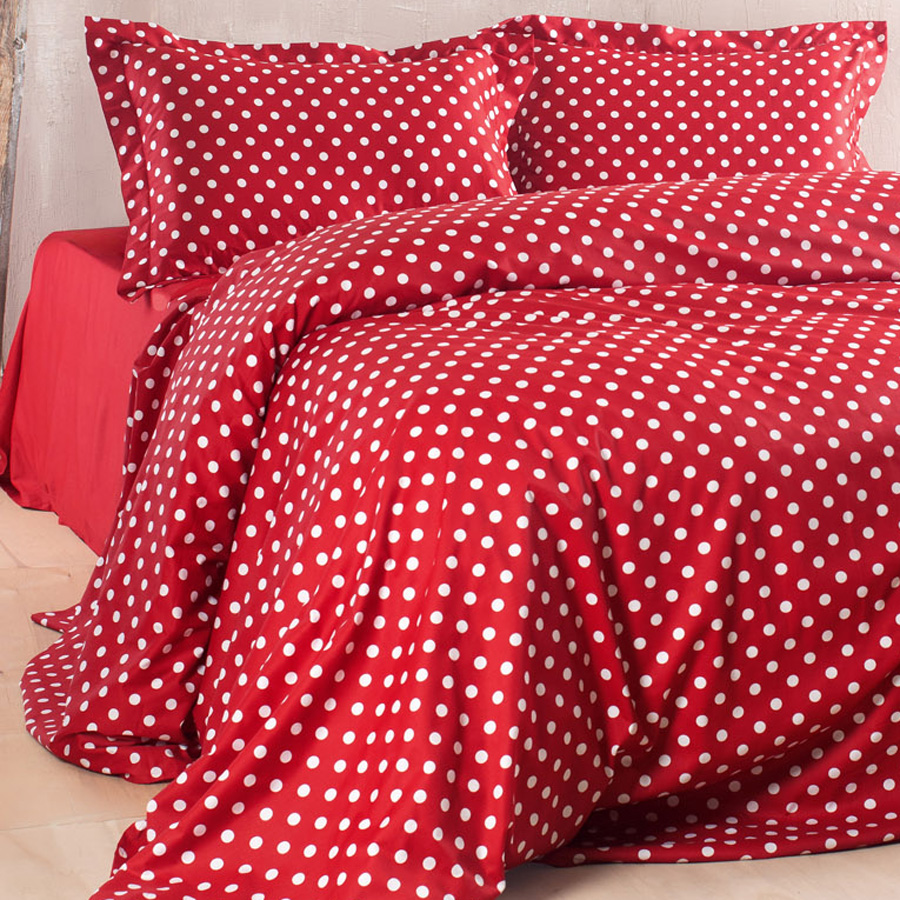 Σετ Σεντόνια Υπέρδιπλα (240x260) Βαμβακοσατέν 200 Kλωστών Rythmos Coquette Κόκκινο