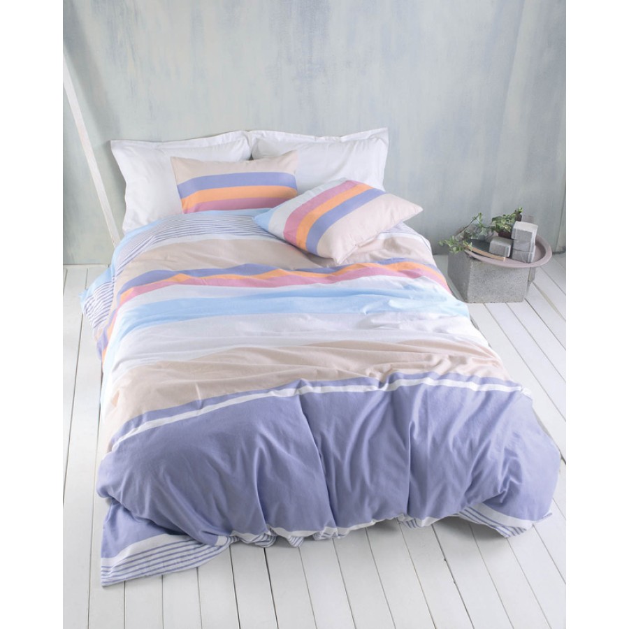 Σετ Σεντόνια Φανελένια Υπέρδιπλα (230x260) Βαμβακερά Rythmos Morin Jesse Μπλε