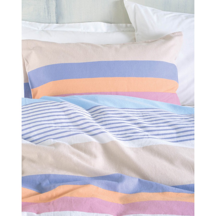 Σετ Σεντόνια Φανελένια Υπέρδιπλα (230x260) Βαμβακερά Rythmos Morin Jesse Μπλε