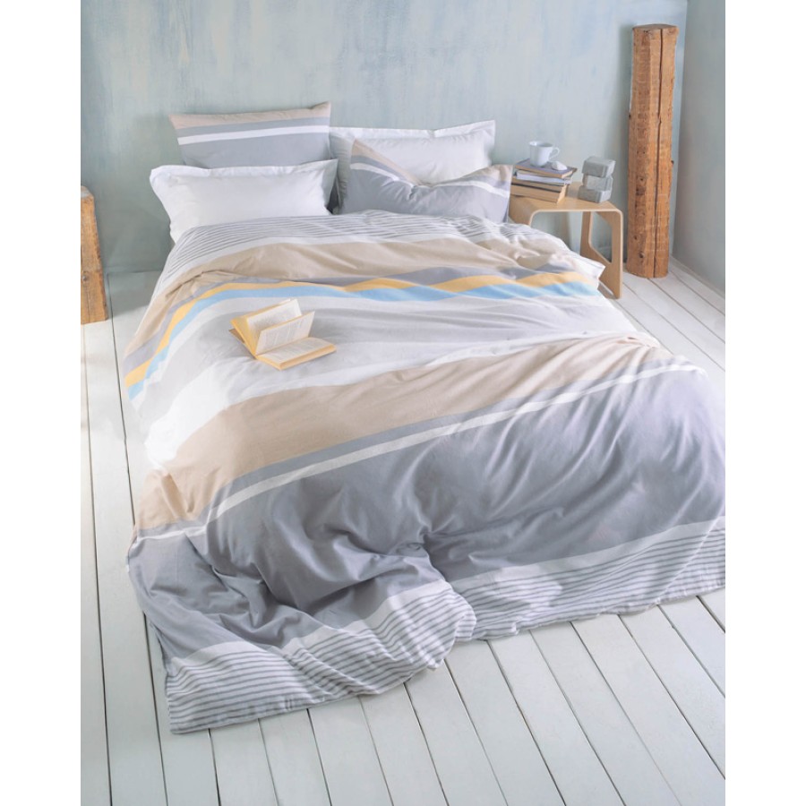 Σετ Σεντόνια Φανελένια Υπέρδιπλα (230x260) Βαμβακερά Rythmos Jesse Γκρι