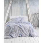 Σετ Σεντόνια Φανελένια Υπέρδιπλα (230x260) Βαμβακερά Rythmos Morin Γκρι Μπλε