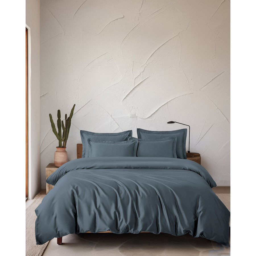 Μαξιλαροθήκες Ζεύγος (50x70+5 Oxford) Tencel Lyocell 300 Kλωστών Rythmos Glacier Γκρι Μπλε