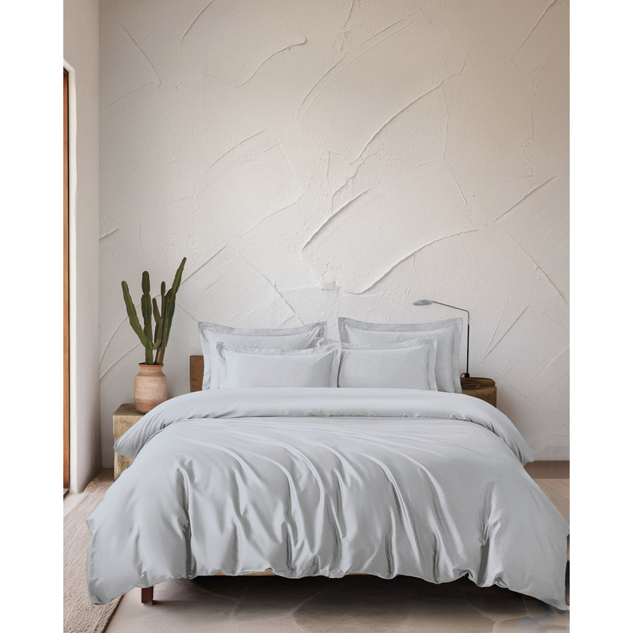 Μαξιλαροθήκες Ζεύγος (50x70+5 Oxford) Tencel Lyocell 300 Kλωστών Rythmos Glacier Ασημί