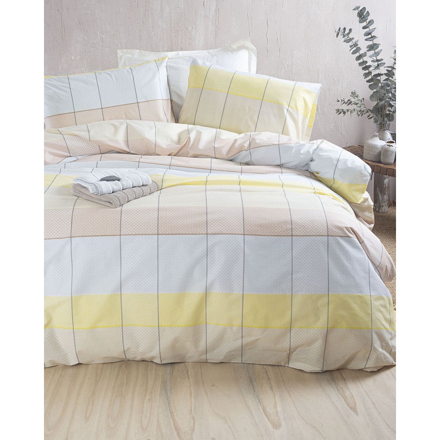 Σετ Σεντόνια Μονά (160x260) Rythmos Next Colette Κίτρινο-Γαλάζιο