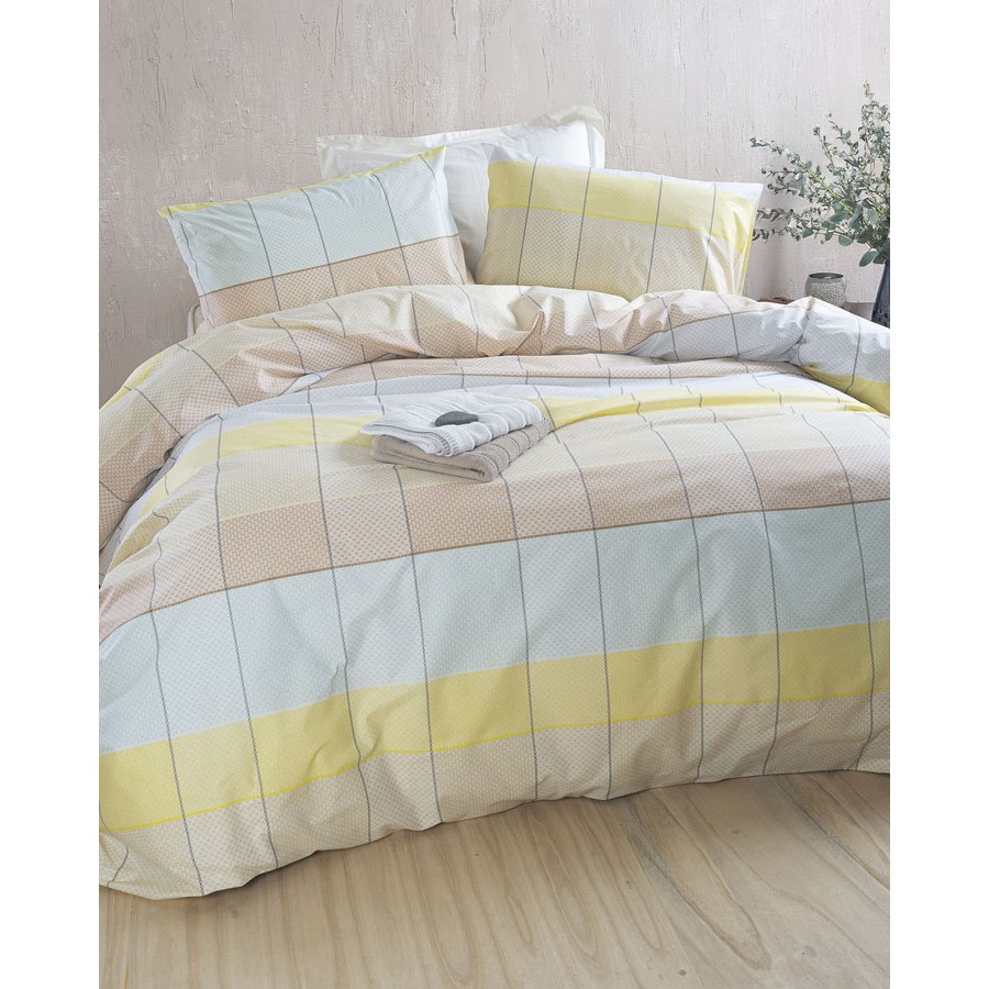 Σετ Σεντόνια Μονά (160x260) Rythmos Next Colette Κίτρινο-Γαλάζιο