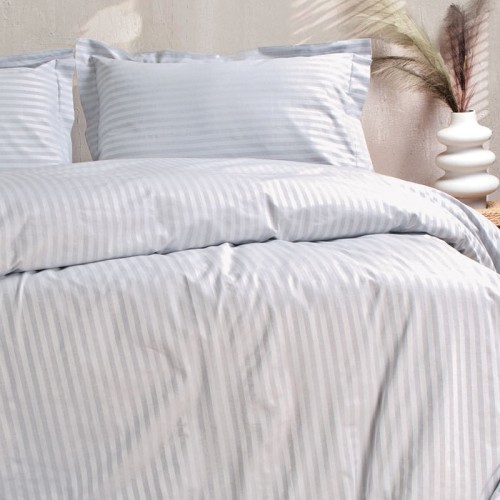 Σετ Σεντόνια Υπέρδιπλα (240x280) Βαμβάκι/Πολυέστερ Satin Stripe Rythmos Nexus Γκρι