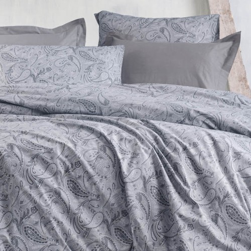 Σετ Σεντόνια Μονά (160x260) Βαμβακερά Rythmos Symbol Lovetta Γκρι