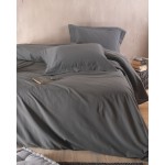 Σετ Παπλωματοθήκη King Size (235x265) Βαμβακερή Προπλυμένη (Prewashed) Rythmos Whisper Γκρι