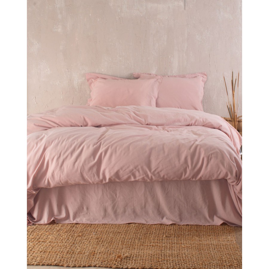 Σετ Παπλωματοθήκη King Size (235x265) Βαμβακερή Προπλυμένη (Prewashed) Rythmos Whisper Ροζ