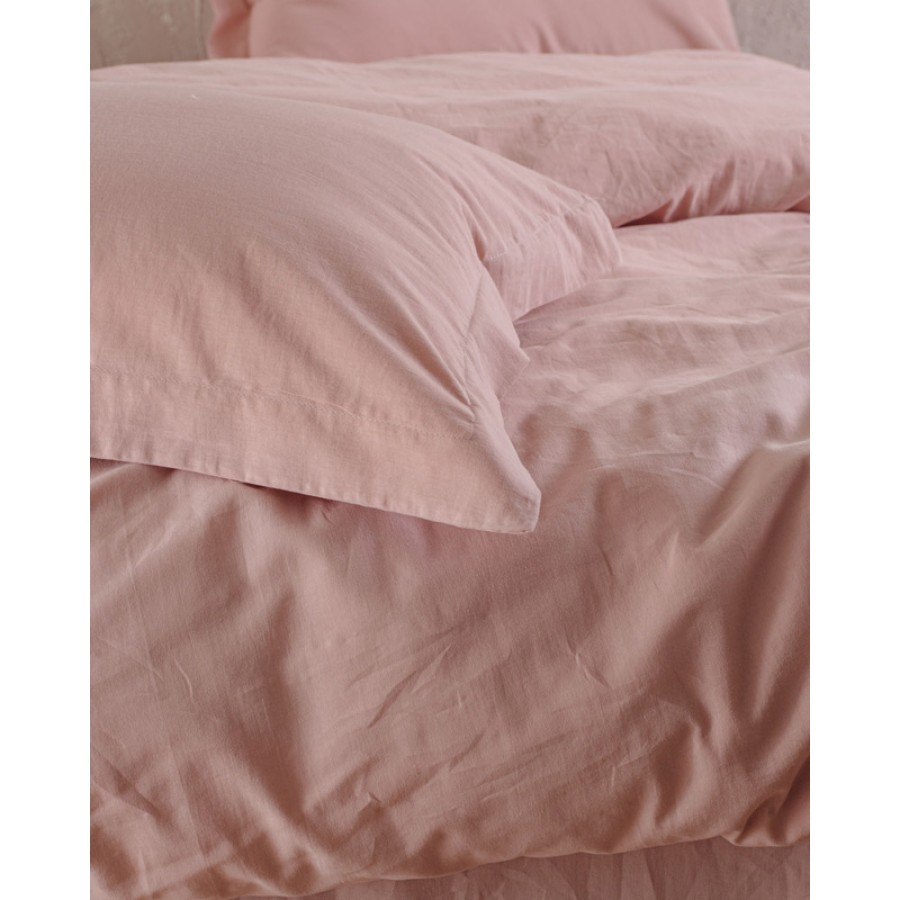 Σετ Παπλωματοθήκη King Size (235x265) Βαμβακερή Προπλυμένη (Prewashed) Rythmos Whisper Ροζ