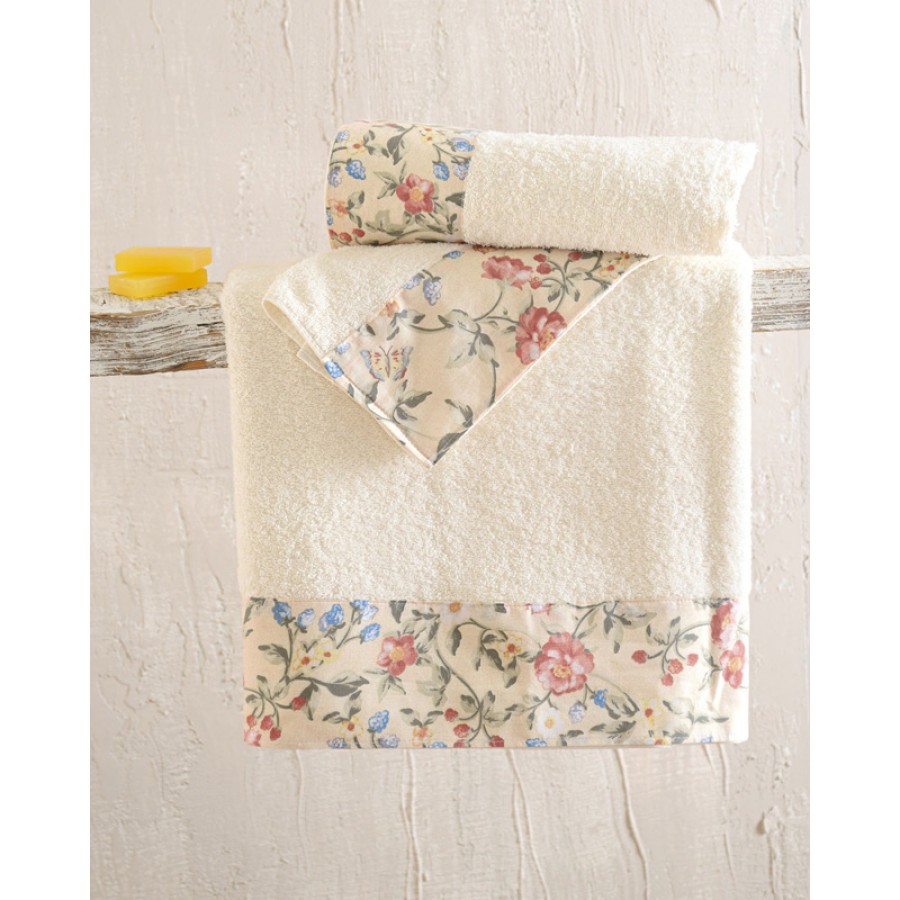 Σετ Πετσέτες 3 τεμαχίων με υφασμάτινη φάσα Rythmos Betty Εκρού