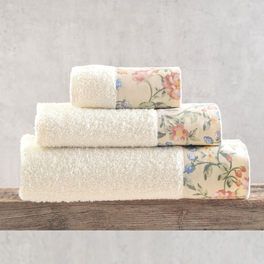 Σετ Πετσέτες 3 τεμαχίων με υφασμάτινη φάσα Rythmos Betty Εκρού