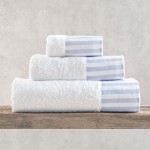 Σετ Πετσέτες 3 τεμαχίων (Χειρός | Προσώπου | Λουτρού) με υφασμάτινη φάσα Rythmos Eloise Γαλάζιο