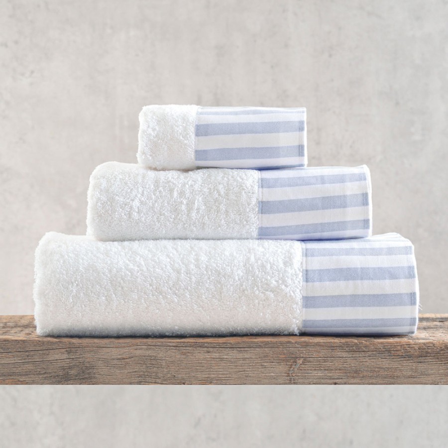 Σετ Πετσέτες 3 τεμ (Χειρός | Προσώπου | Λουτρού) με υφασμάτινη φάσα Rythmos Eloise Γαλάζιο Σε Κο