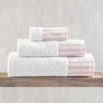 Σετ Πετσέτες 3 τεμαχίων (Χειρός | Προσώπου | Λουτρού) με υφασμάτινη φάσα Rythmos Eloise Μπεζ