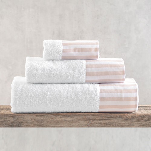 Σετ Πετσέτες 3 τεμαχίων (Χειρός | Προσώπου | Λουτρού) με υφασμάτινη φάσα Rythmos Eloise Μπεζ