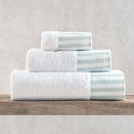 Σετ Πετσέτες 3 τεμαχίων (Χειρός | Προσώπου | Λουτρού) με υφασμάτινη φάσα Rythmos Eloise Πράσινο