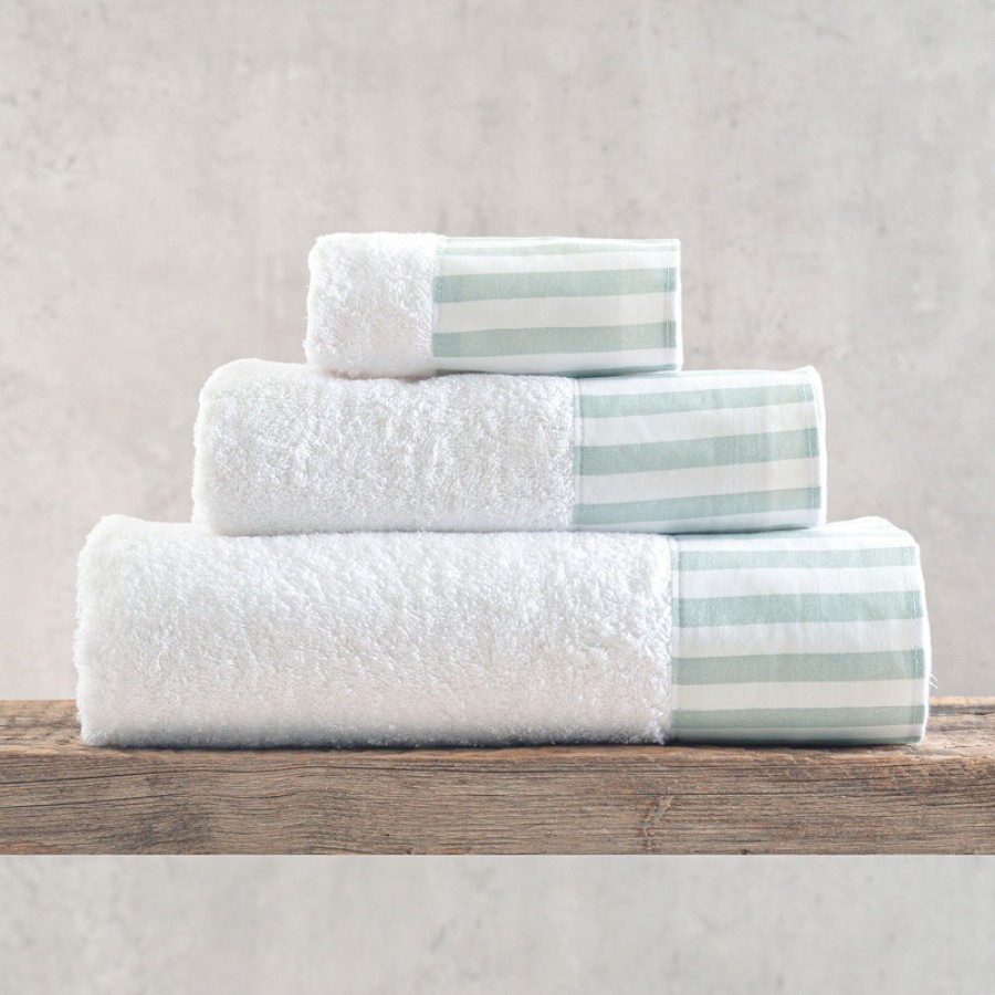 Σετ Πετσέτες 3 τεμ (Χειρός | Προσώπου | Λουτρού) με υφασμάτινη φάσα Rythmos Eloise Πράσινο Σε Κουτί