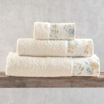 Σετ Πετσέτες 3 τεμαχίων με υφασμάτινη φάσα Rythmos Sorin Εκρού-Κίτρινο