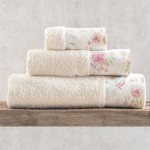 Σετ Πετσέτες 3 τεμαχίων με υφασμάτινη φάσα Rythmos Sorin Εκρού-Ροζ Σε Κουτί