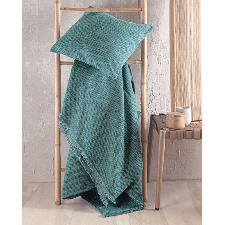 Ριχτάρι για Πολυθρόνα (160x180) Ζακάρ Σενίλ Rythmos Simplin Πετρόλ