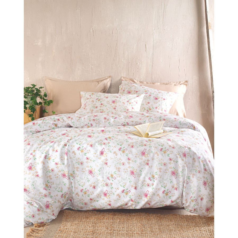 Σετ Παπλωματοθήκη Υπέρδιπλη (225x250) με μαξιλαροθήκες Bαμβακερές Rythmos Diva Sorin Ροζ