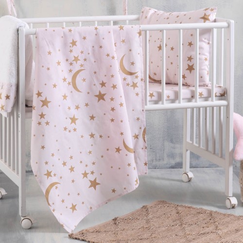 Σετ Παπλωματοθήκη (110x160) με μαξιλαροθήκη Μπεμπέ Rythmos Moonlight Ροζ