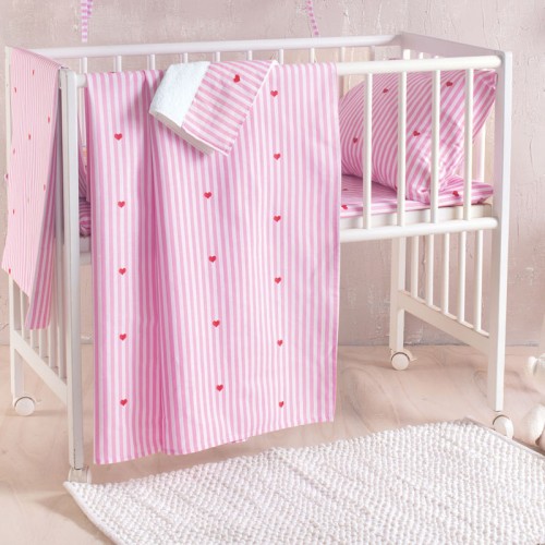 Σετ Παπλωματοθήκη (110x160) με μαξιλαροθήκη Μπεμπέ Rythmos Young Heart Ροζ