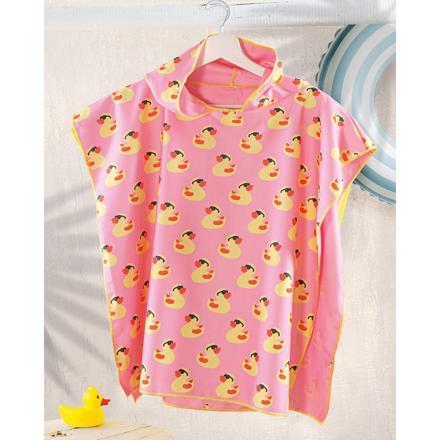 Παιδικό πόντσο θαλάσσης (60x60) με κουκούλα Rythmos Duck Ροζ