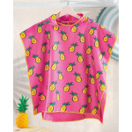 Παιδικό πόντσο θαλάσσης (60x60) με κουκούλα Rythmos Tika Φούξια με Ανανάδες