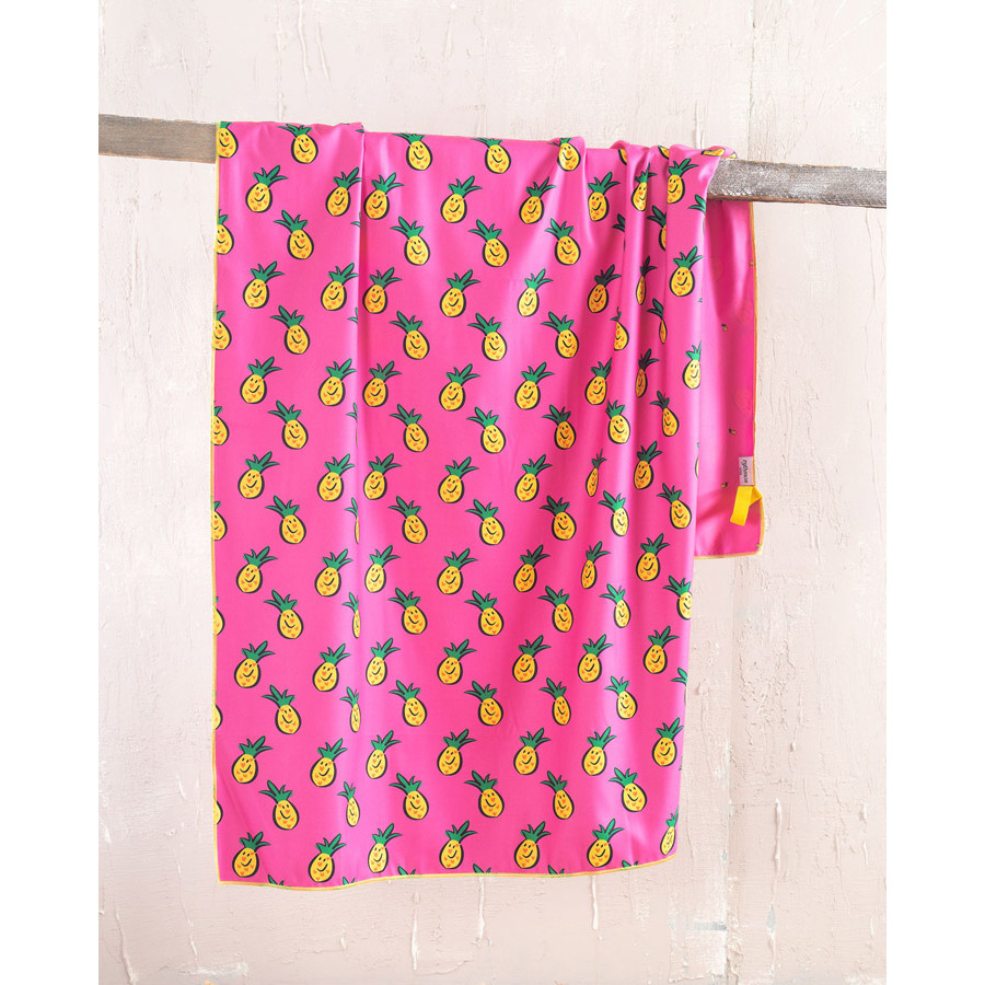 Πετσέτα θαλάσσης (90x160) Rythmos Tika Φούξια με Ανανάδες