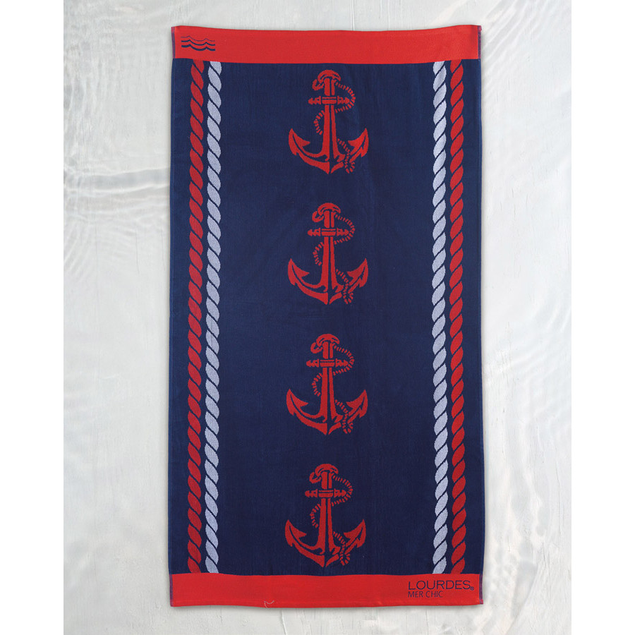 Πετσέτα θαλάσσης (86x160) βελουτέ Rythmos Anchor