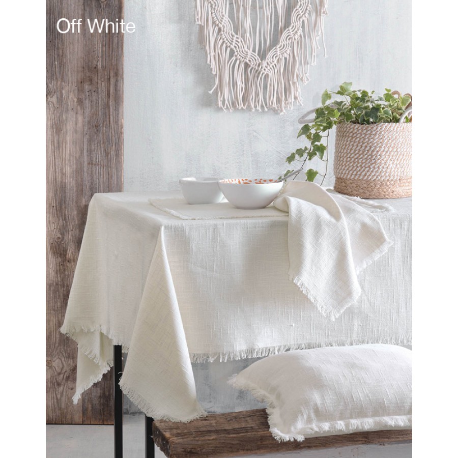 Τραπεζομάντηλο 12 ατόμων (170x320) Βαμβακερό Μονόχρωμο Rythmos Merit Off white